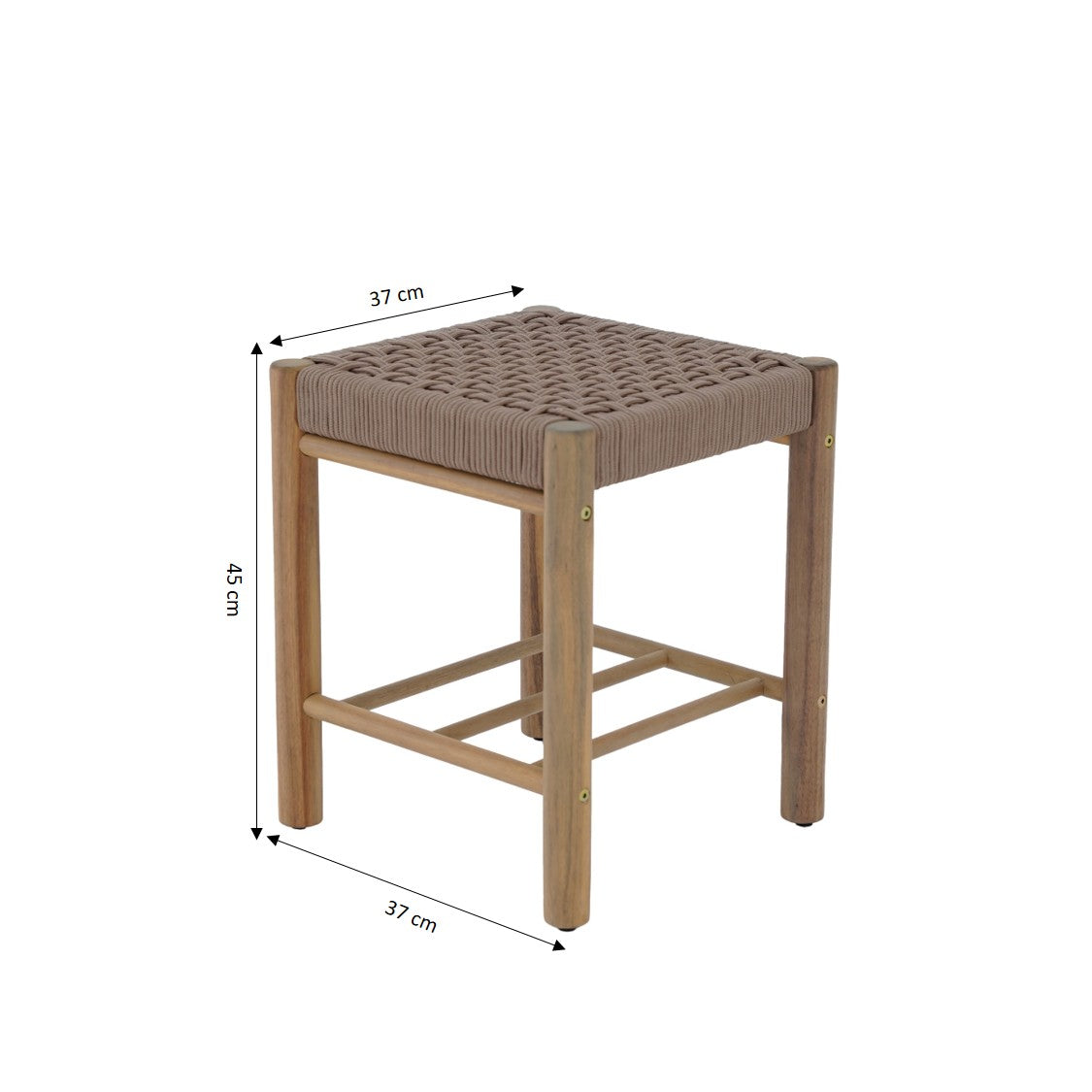 Avi - Taburete para interior y exterior - Madera de acacia y cuerda marrón claro