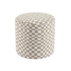 Awa - Pouf - Tissu Damier - Beige