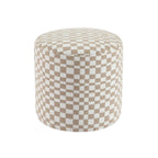 Awa - Pouf - Tissu Damier - Beige