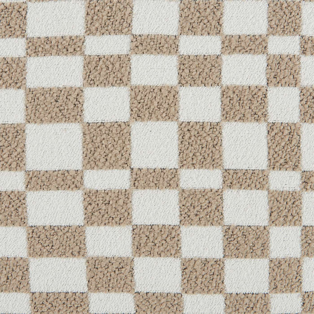 Awa - Pouf - Tissu Damier - Beige