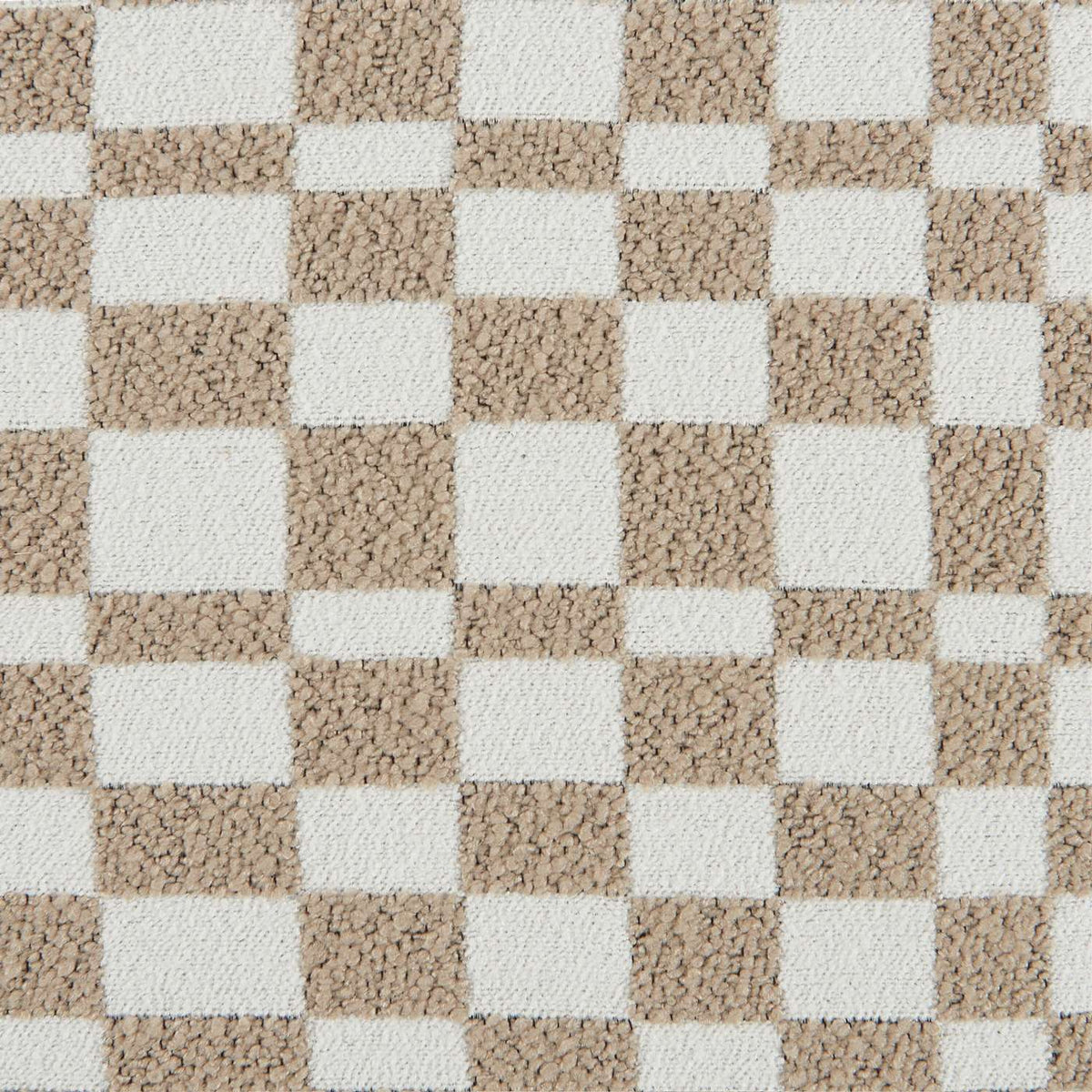 Awa - Pouf - Tissu Damier - Beige