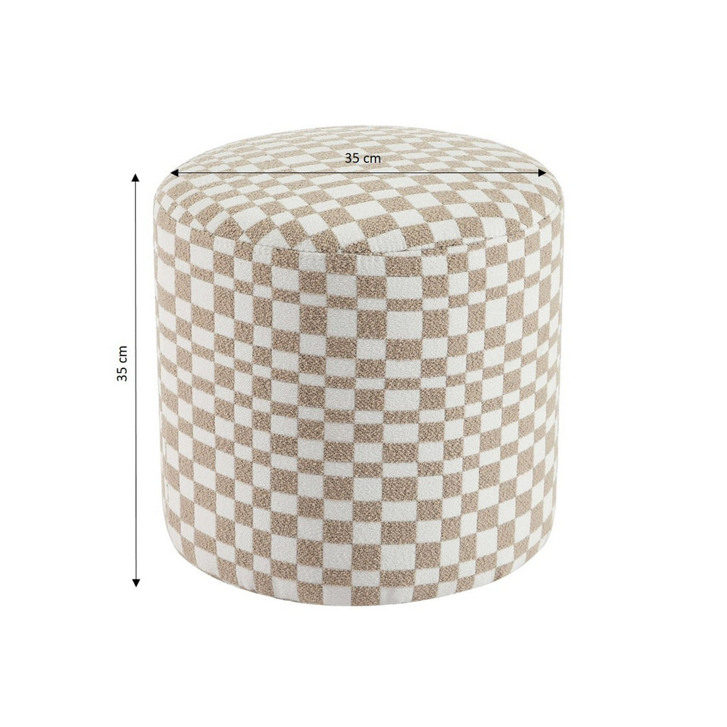 Awa - Pouf - Tissu Damier - Beige