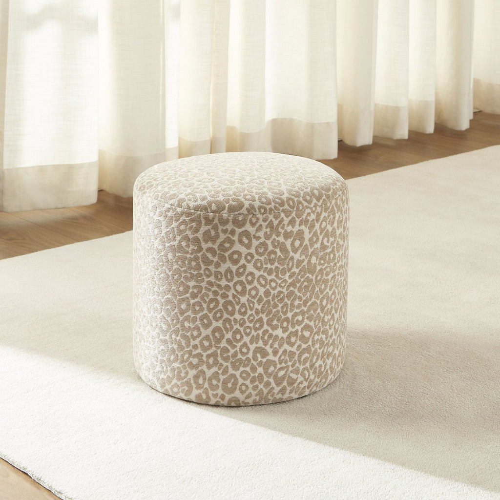 Awa - Puf - Tela con estampado de leopardo - Beige