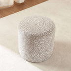 Awa - Pouf - Tissu Imprimé Léopard - Gris