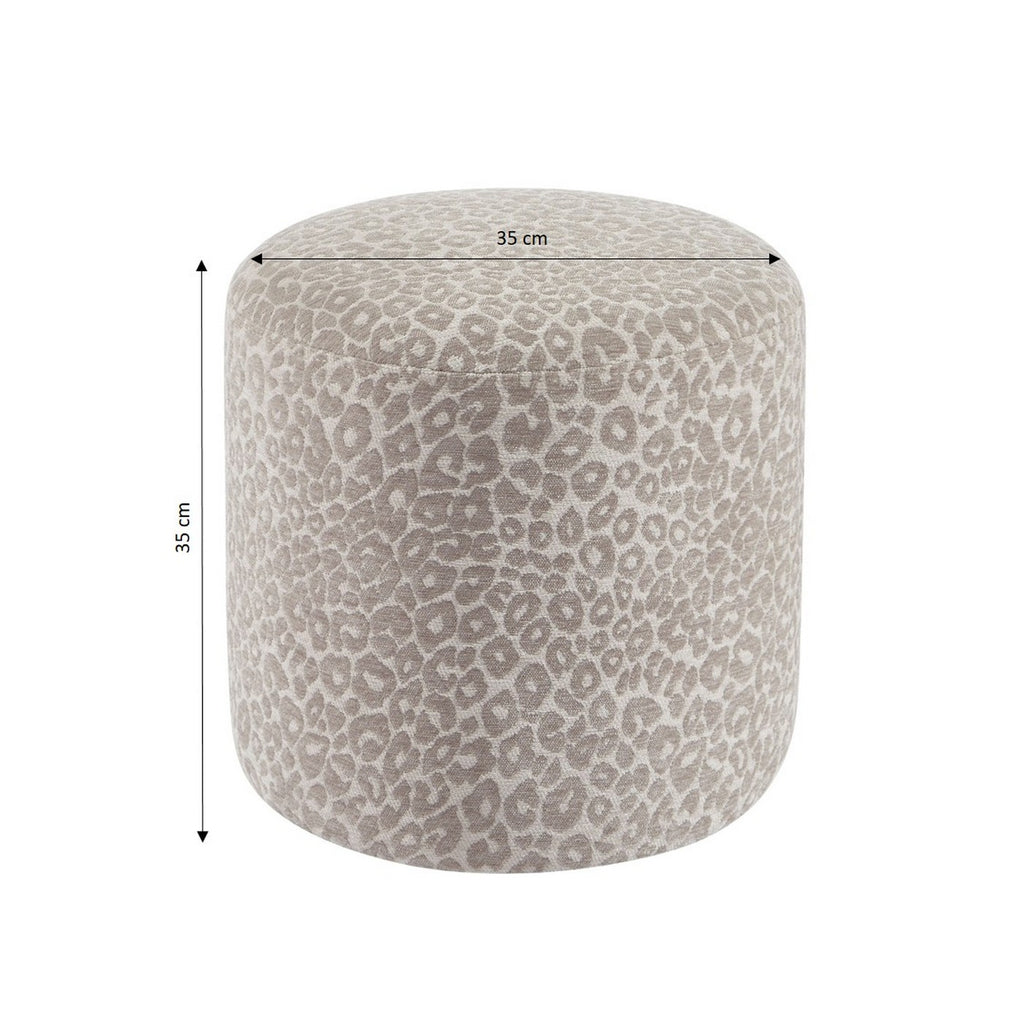 Awa - Pouf - Tissu Imprimé Léopard - Gris