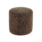 Awa - Pouf - Tissu Imprimé Léopard - Noir