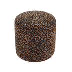 Awa - Pouf - Tissu Imprimé Léopard - Noir