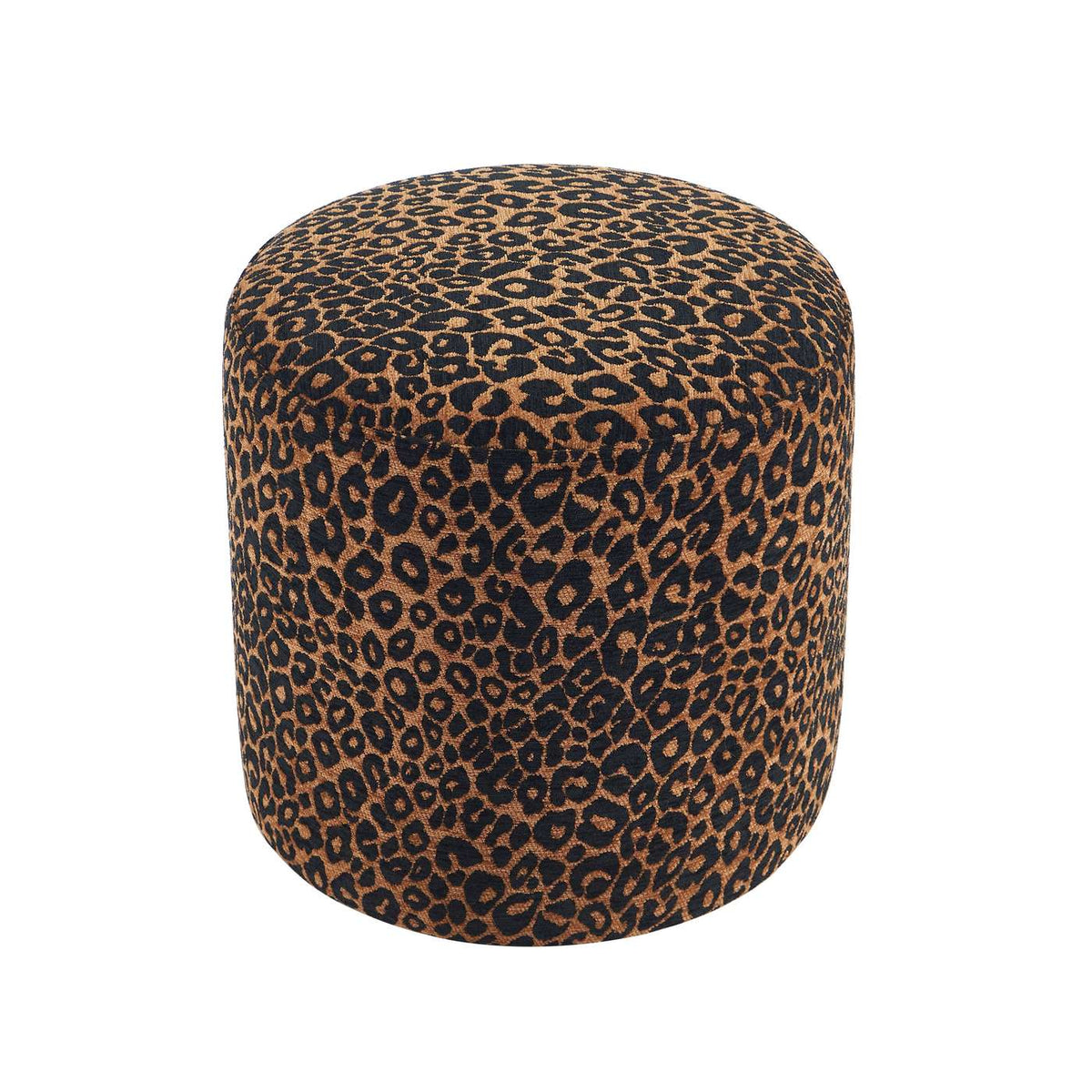 Awa - Pouf - Tissu Imprimé Léopard - Noir