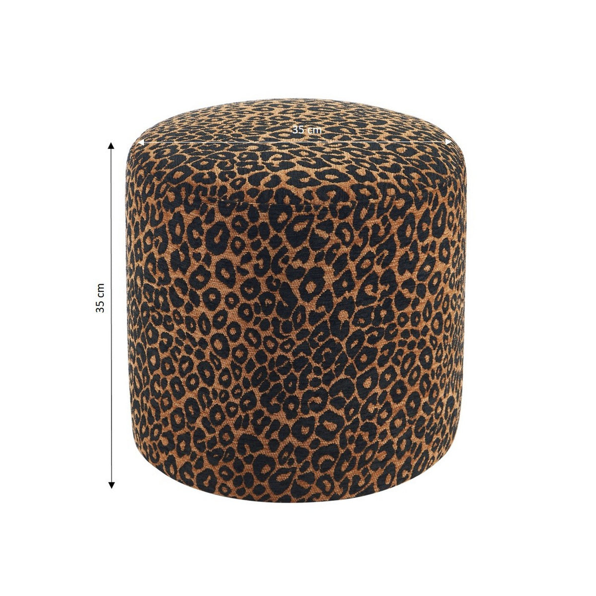 Awa - Pouf - Tissu Imprimé Léopard - Noir