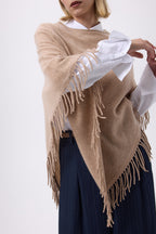 Poncho Med Frynser Azure - Cremebeige - Kvinder