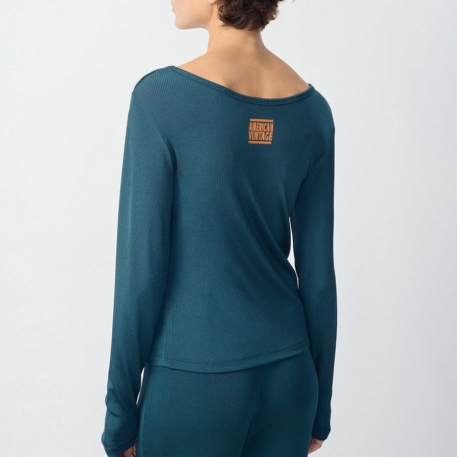 T-Shirt Col Bateau - Petrole - Femme