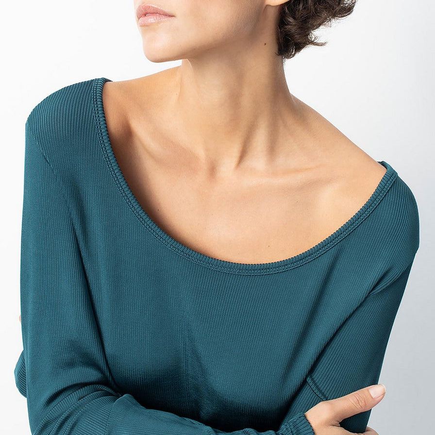 T-Shirt Col Bateau - Petrole - Femme