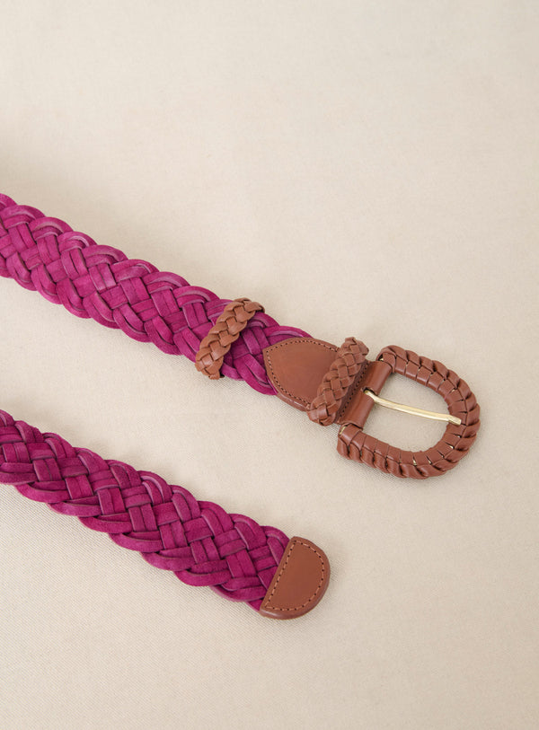 Adele Braided Suede Belt - Purple - Purple