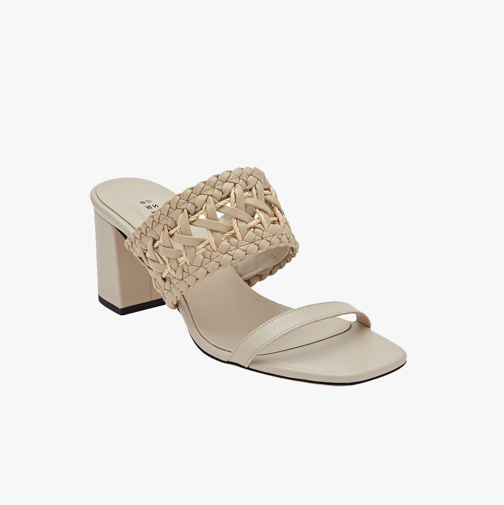 Almeria Nude Block Mid-Heel Strap Sandal