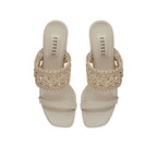 Almeria Nude Block Mid-Heel Strap Sandal