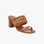 Almeria Camello Block Mid-Heel Strap Sandal