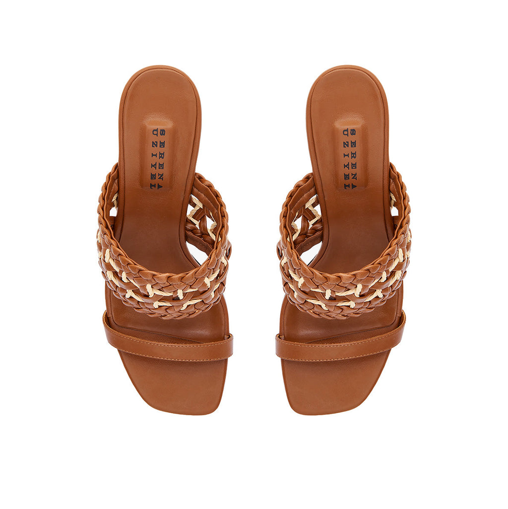 Almeria Camello Block Mid-Heel Strap Sandal