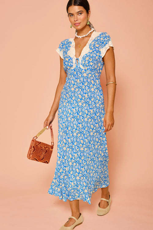 Amari Shell Pansy Dress Indigo