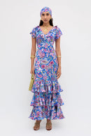 Robe Amelle Cara Floral Devore Blue