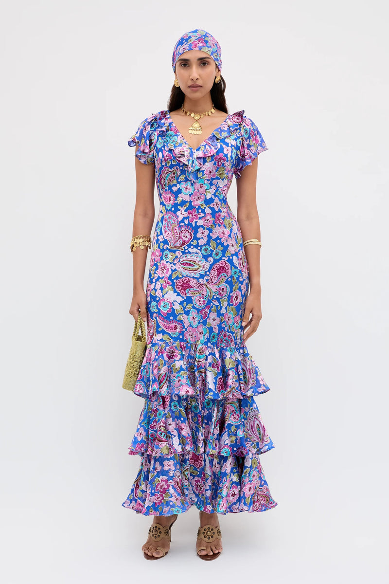 Robe Amelle Cara Floral Devore Blue