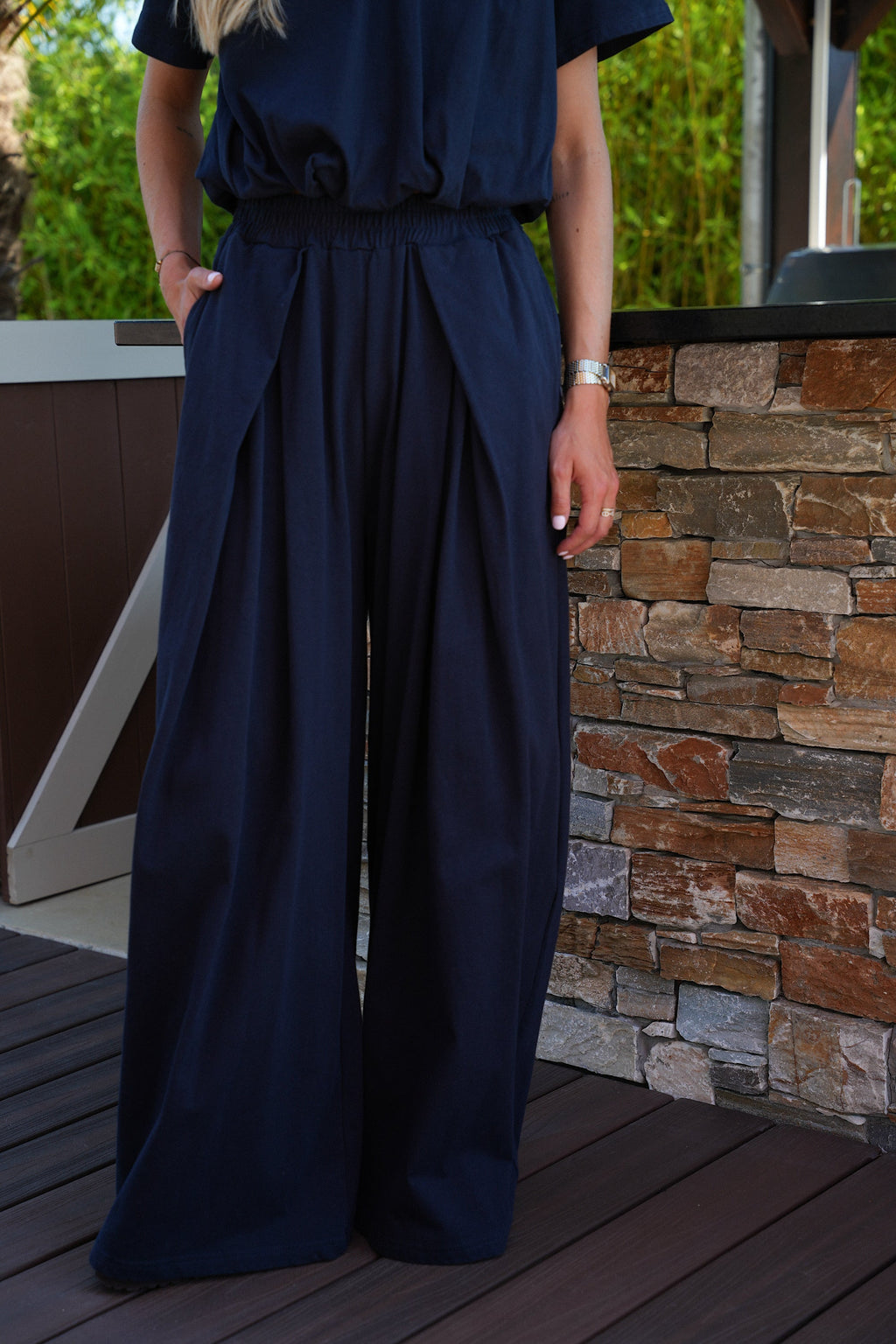 Lois Straight Pants - Navy