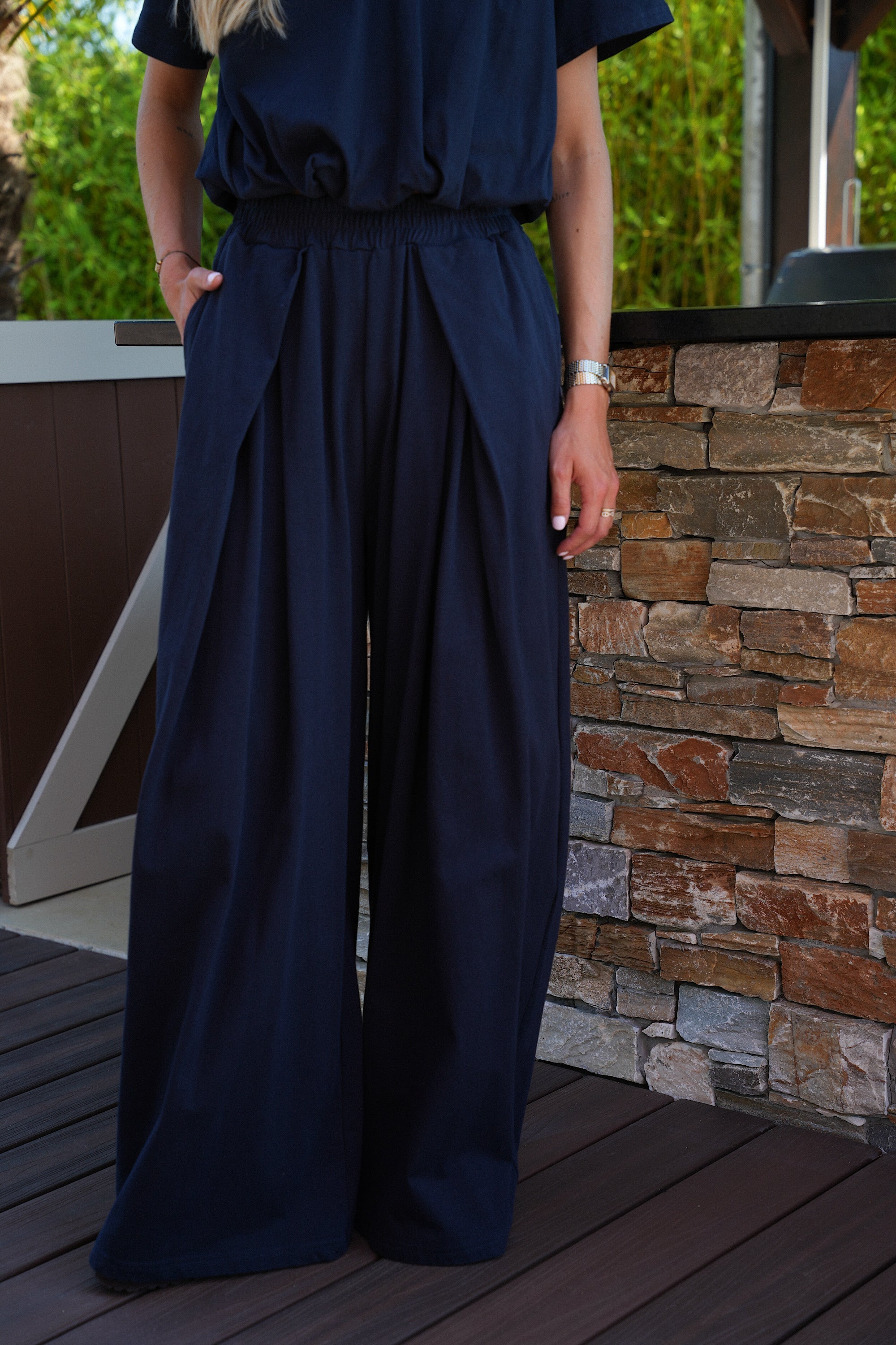 Lois Straight Pants - Navy
