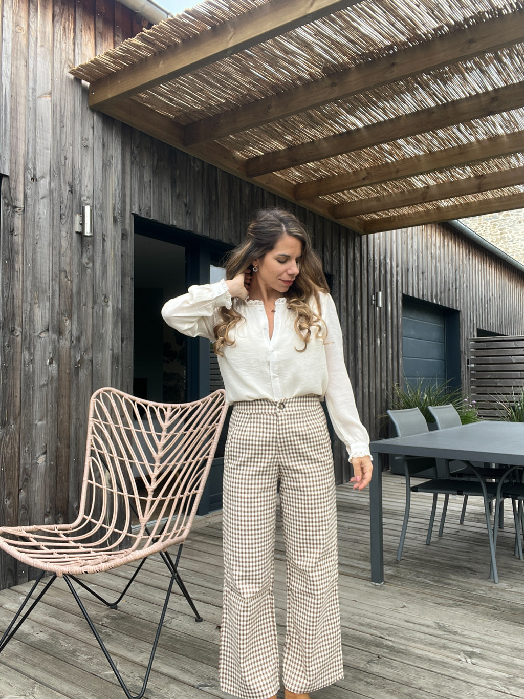 Pantalon Vichy Camel