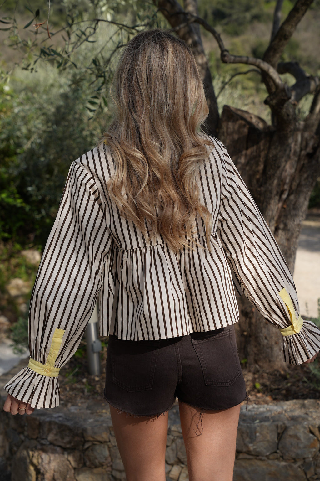 Erza Striped Blouse - Chocolate