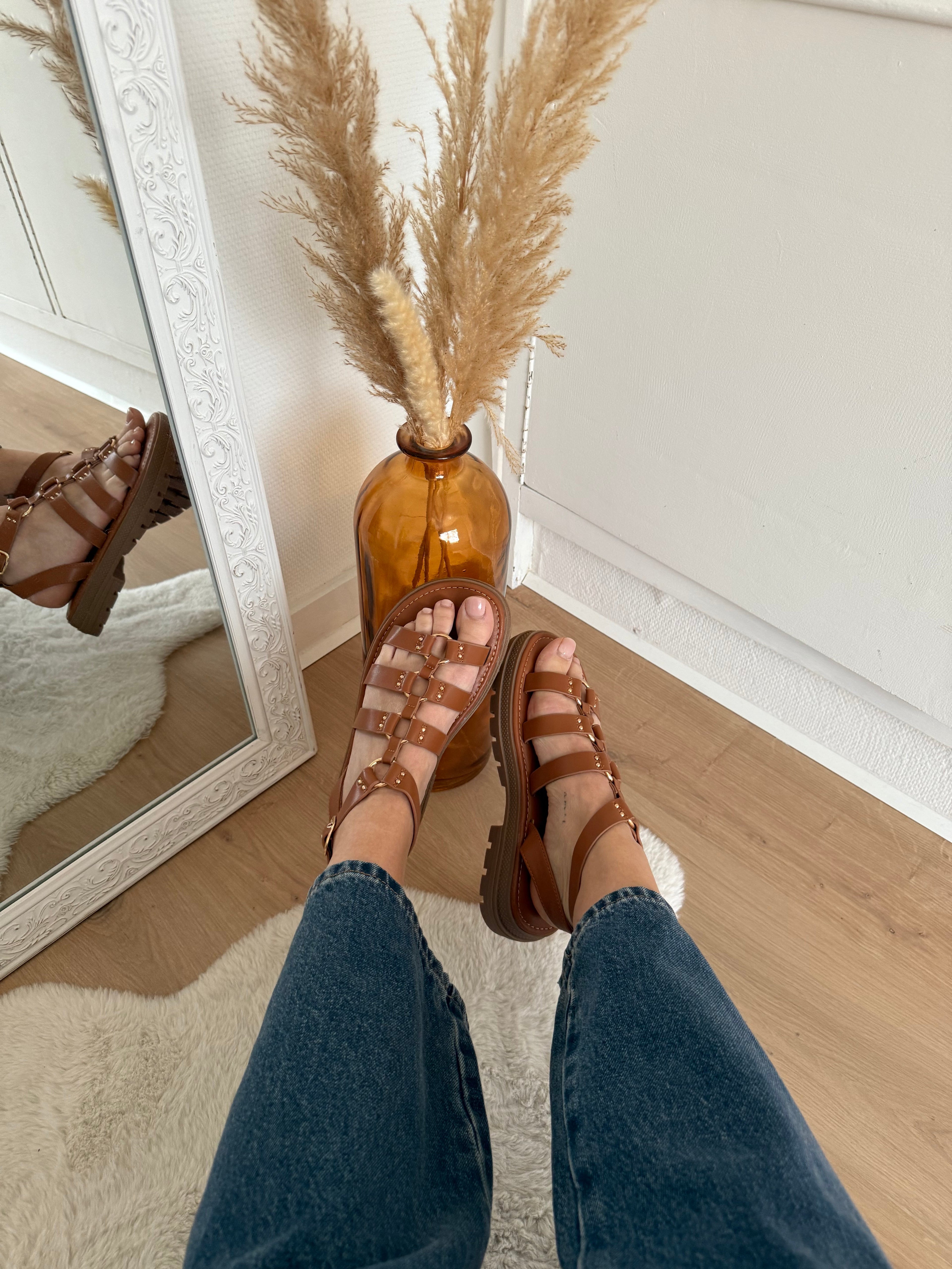 Sandalias Gladiadora Cléo Camel