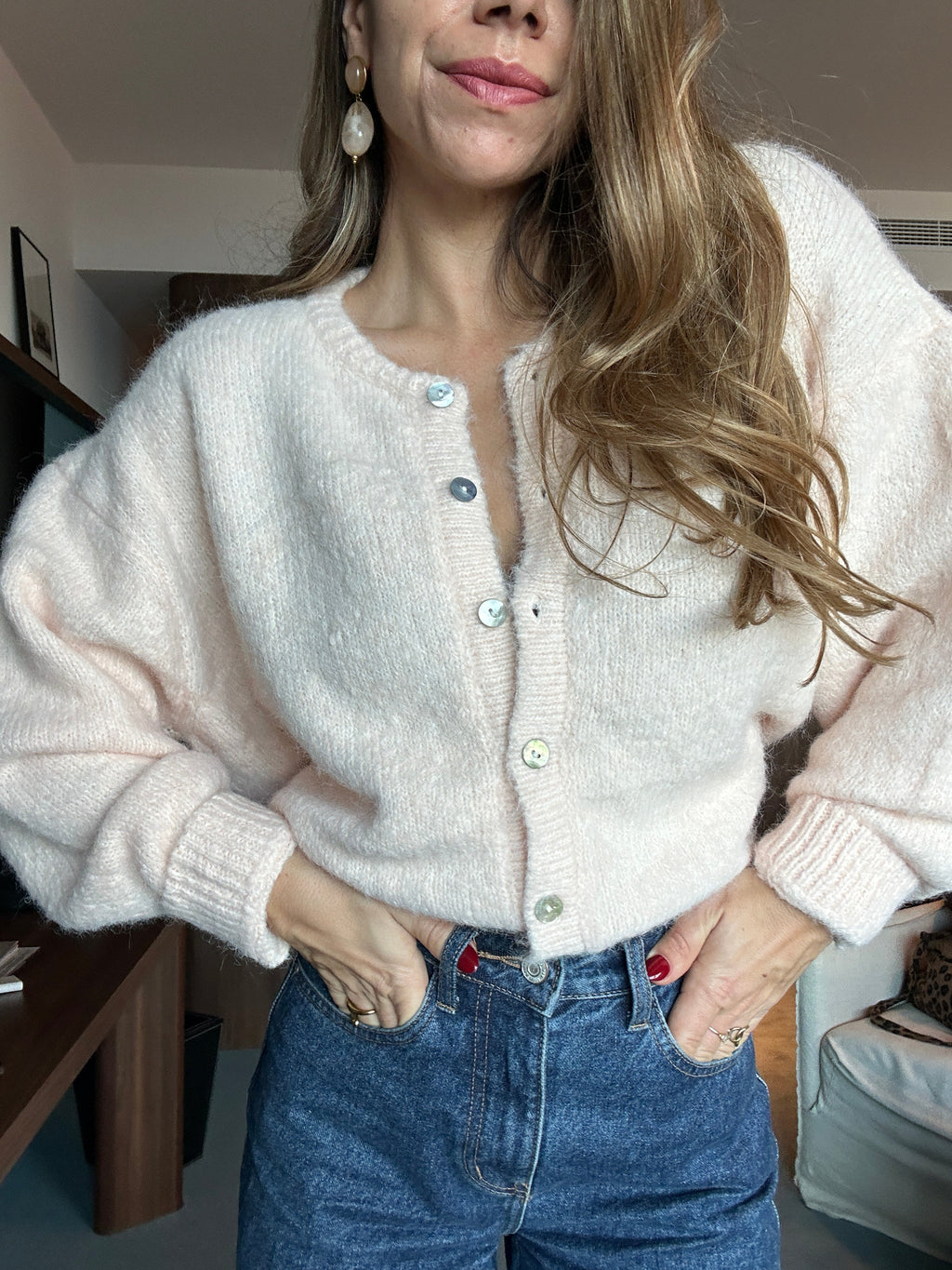 Charlie powder pink cardigan