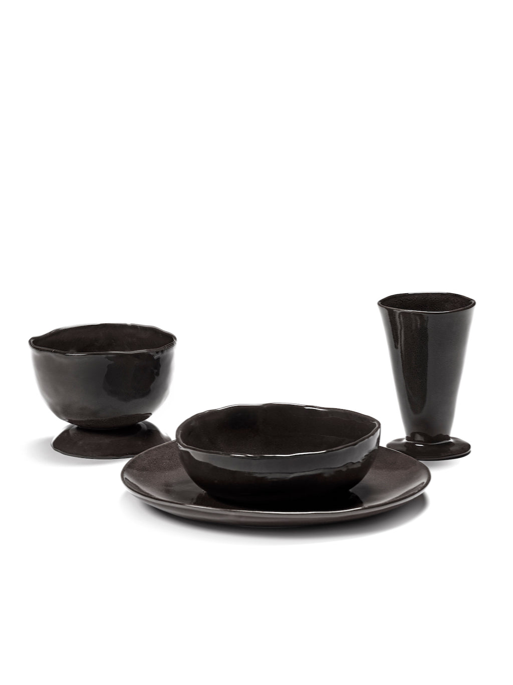 La Mère – 2er-Set Speiseteller – L – Steinzeug – Ebenholzschwarz