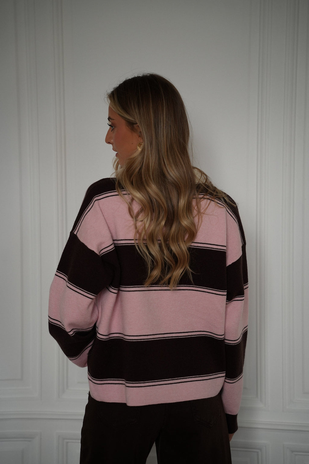 Pull Rayé Monika - Chocolat/Rose