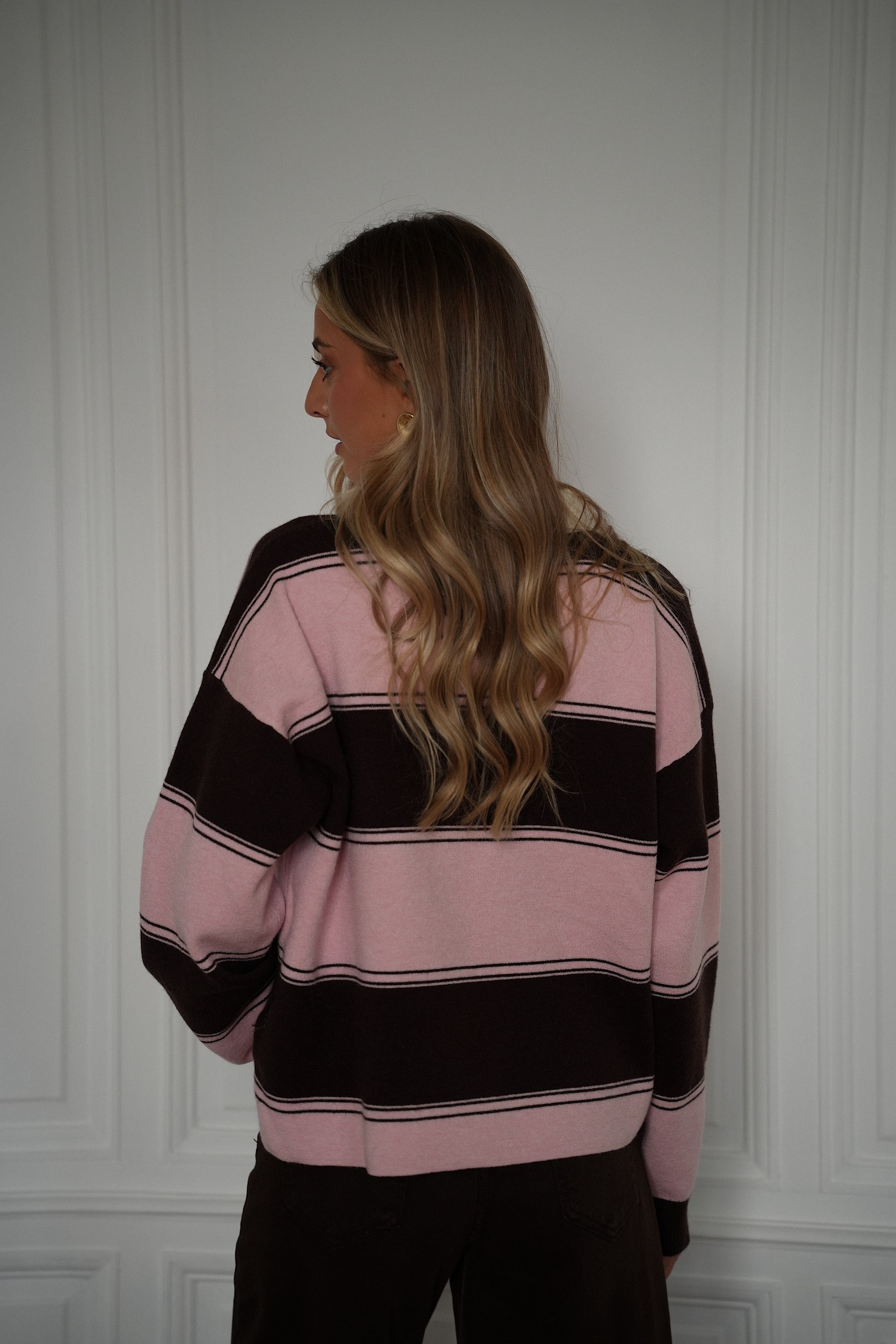 Pull Rayé Monika - Chocolat/Rose
