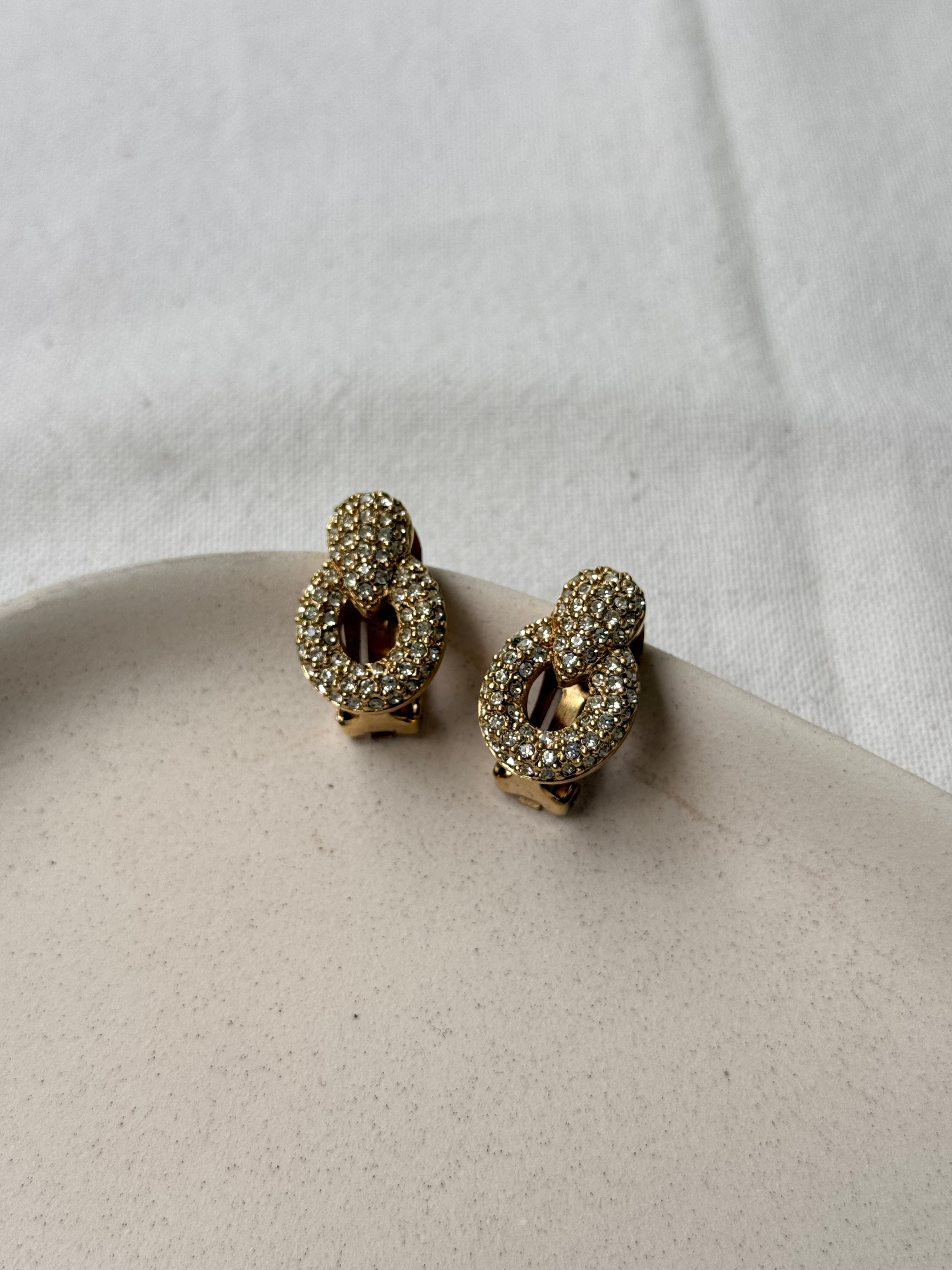 Christian Dior Vintage Earrings - Rhinestone-Pavé Links