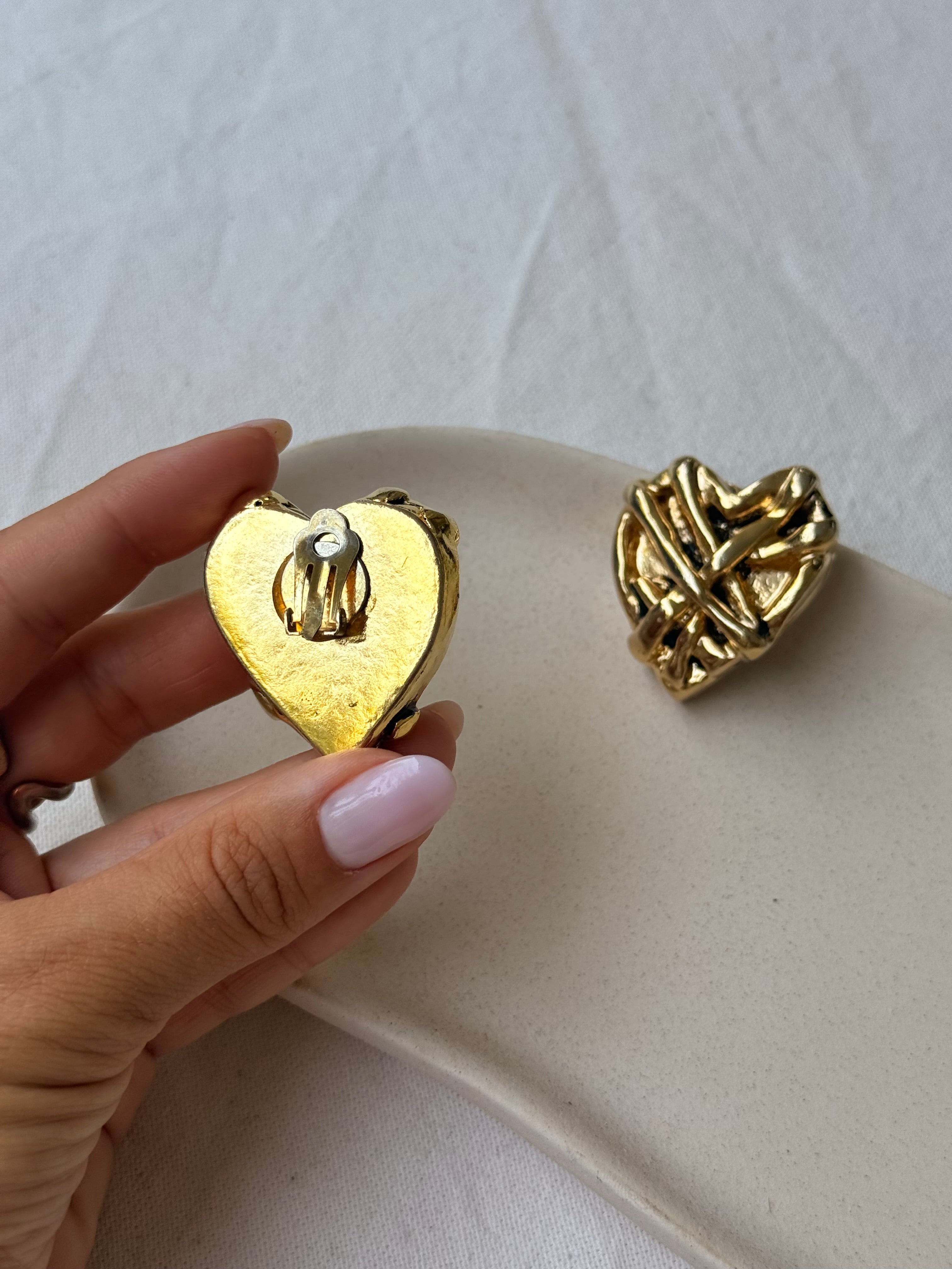 Vintage Earrings - XXL Resin Hearts