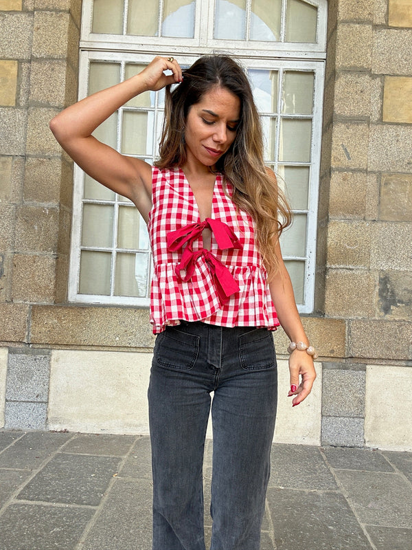 Top Louison Rojo Con Lazos