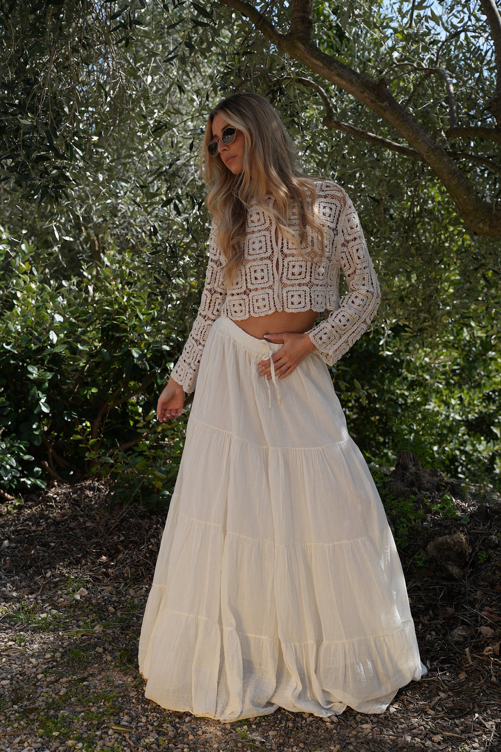 Falda larga Chloé - Crema
