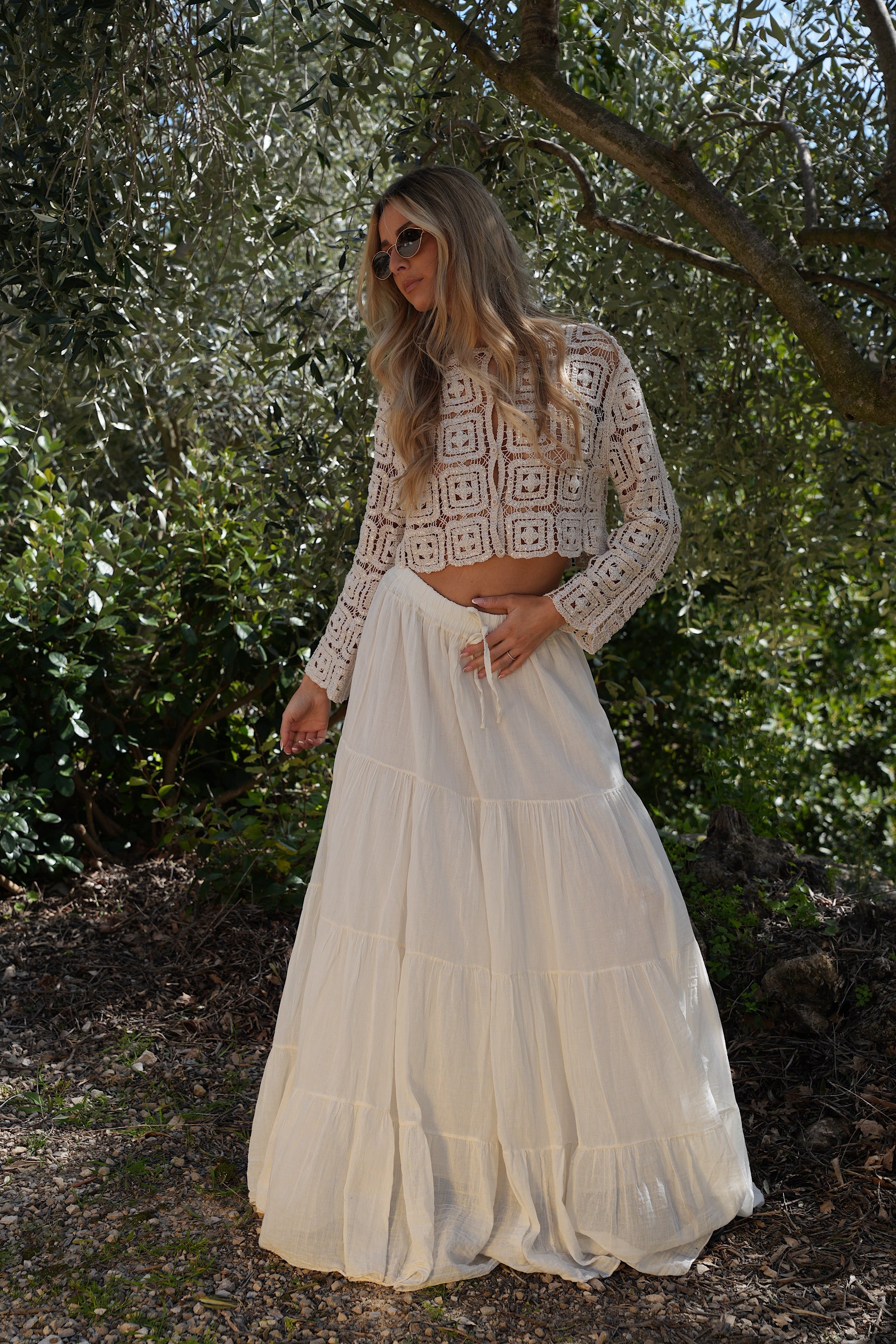 Falda larga Chloé - Crema