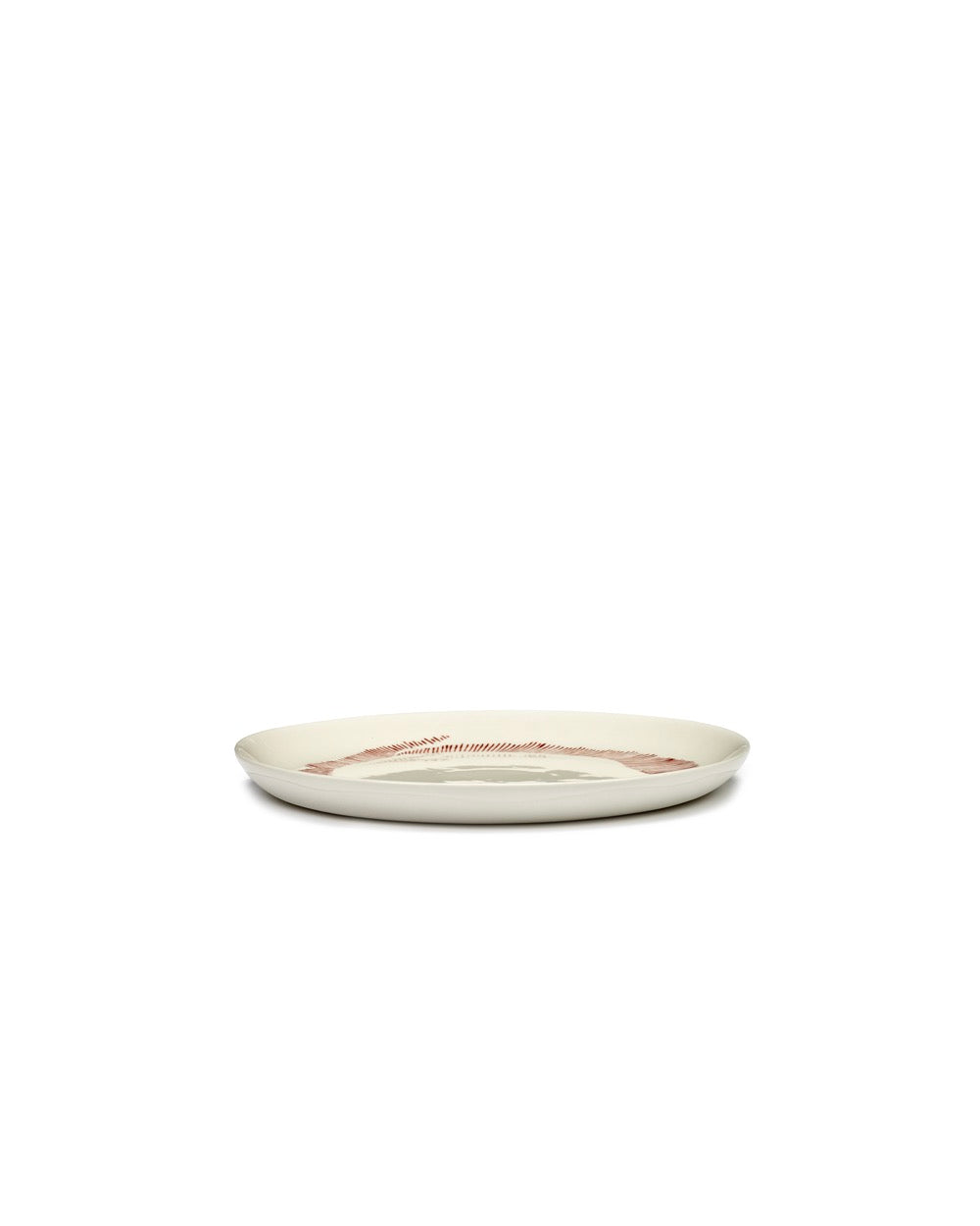 Lot De 2 Assiettes M - Blanche Stripes - Rouge Feast - By Ottolenghi