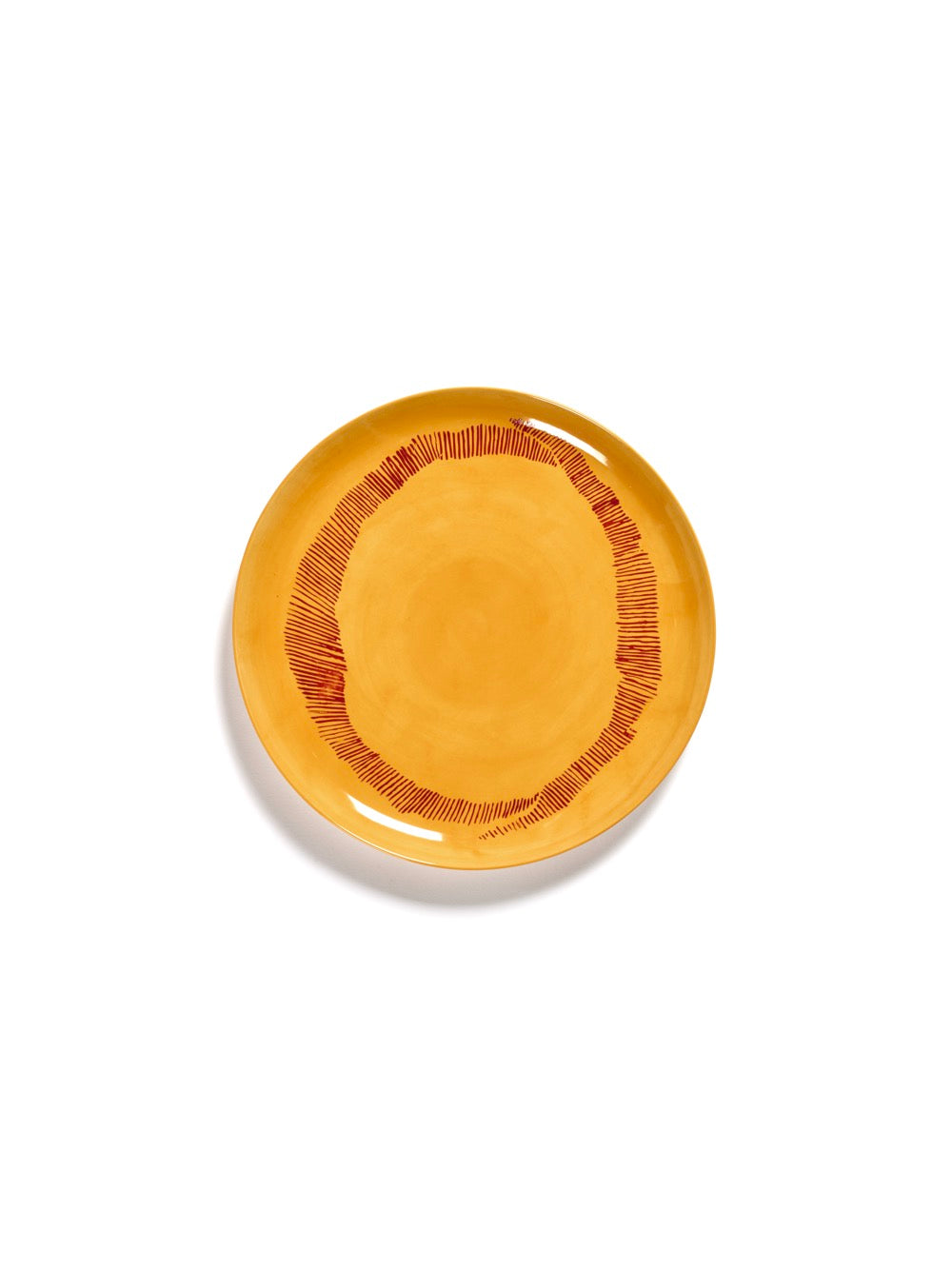 Feast - Lot De 2 Assiettes - L - Grès - Jaune Stripes Rouge