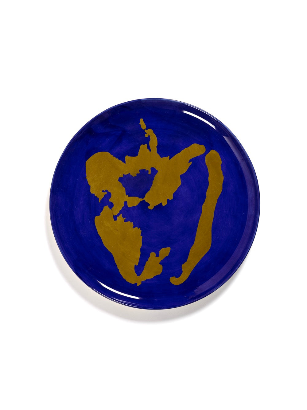 Feast - Plato De Servir - Gres - Azul Oscuro Dorado