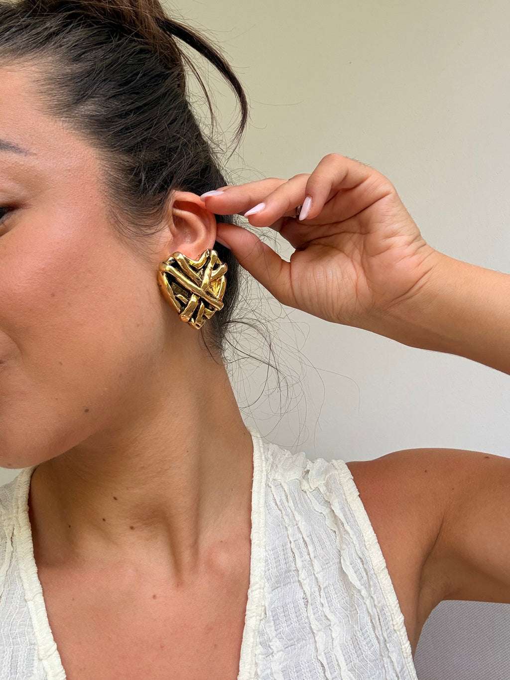 Vintage Earrings - XXL Resin Hearts