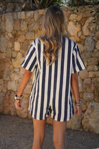 Cyrielle Striped Playsuit - Blue