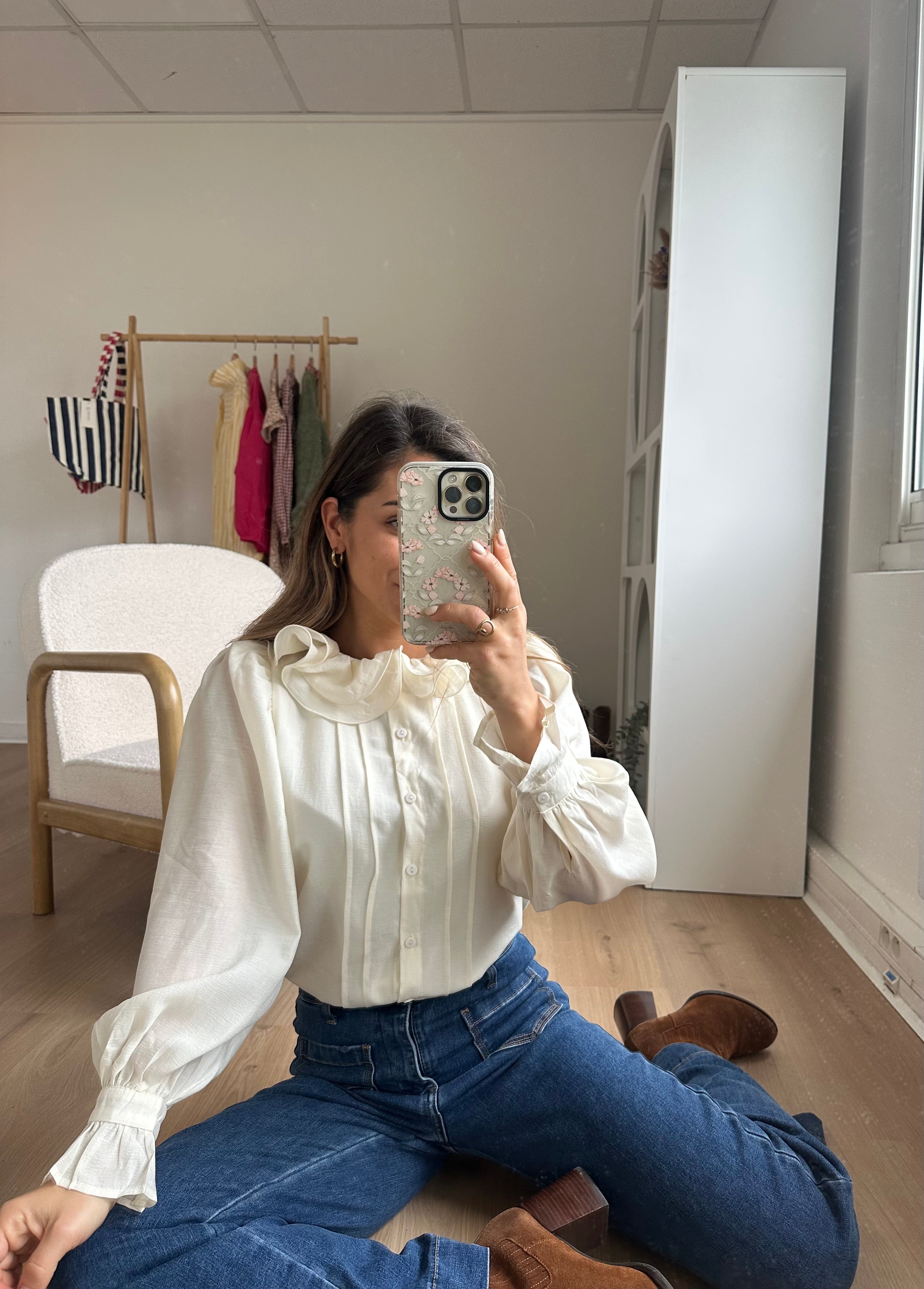 Brown Blouse Ecru