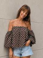 Blusa Carmen Pois Choco
