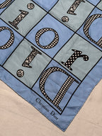 Christian Dior Scarf – Dior Inscriptions on Blue Background