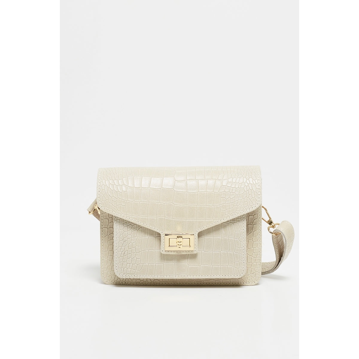 Sac En Bandoulière Amber Crocos - Blanc Casse