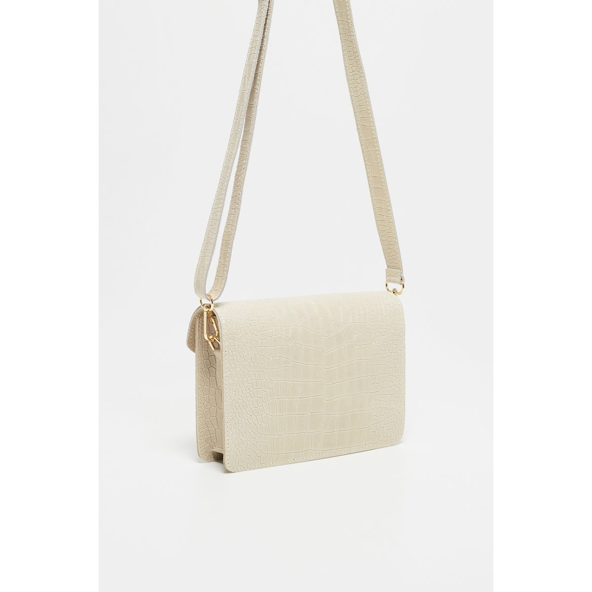 Sac En Bandoulière Amber Crocos - Blanc Casse