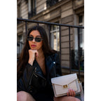 Sac En Bandoulière Amber Crocos - Blanc Casse