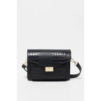 Bolso De Hombro Amber Crocos - Negro